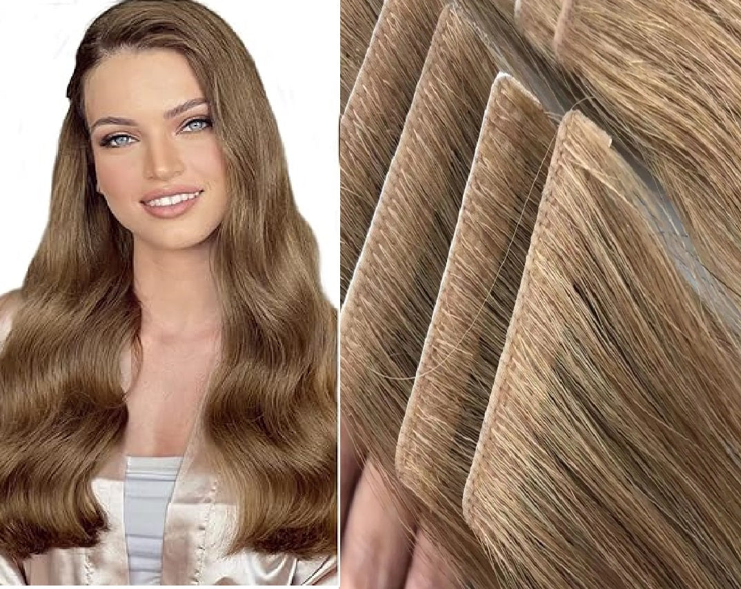 Extensii cu bandă adezivă invizibilă Blond Inchis #12