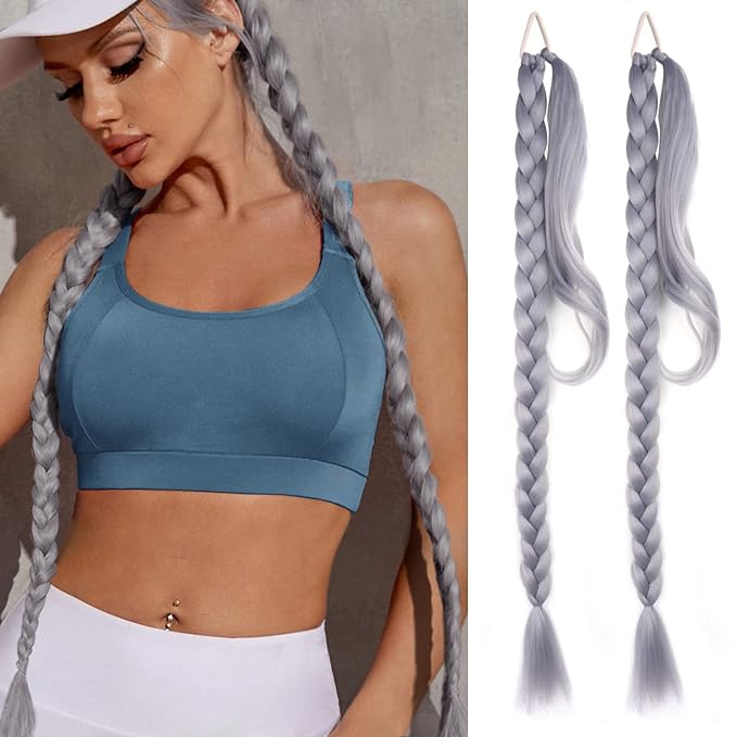 Coada de par pentru impletituri, Grey 70 cm
