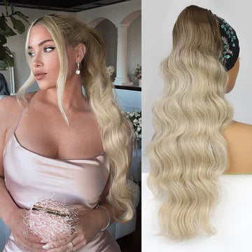 COADA PAR ONDULAT 70 CM -OMBRE SATEN DESCHIS / BLOND