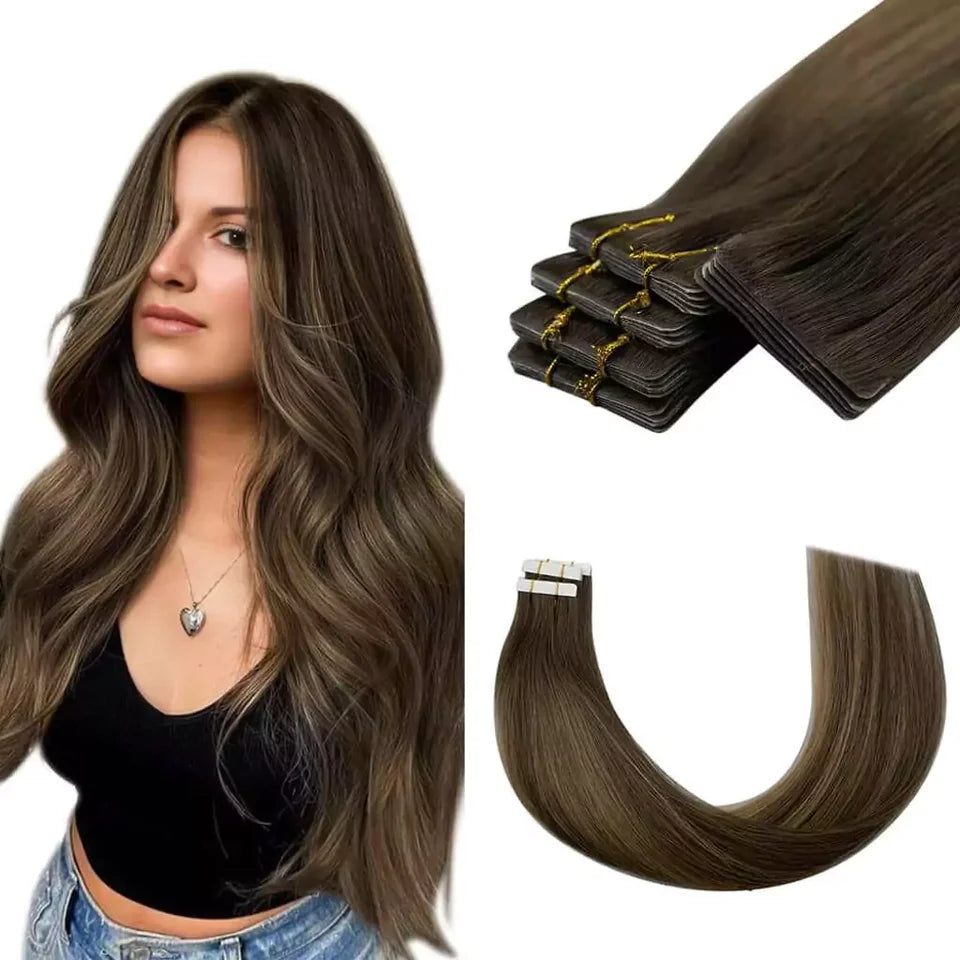 Extensii cu bandă adezivă invizibilă Saten Inchis #2