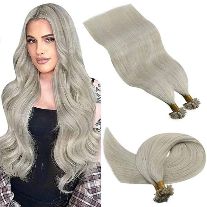 Extensii de păr cu cheratină Blond cu Grey