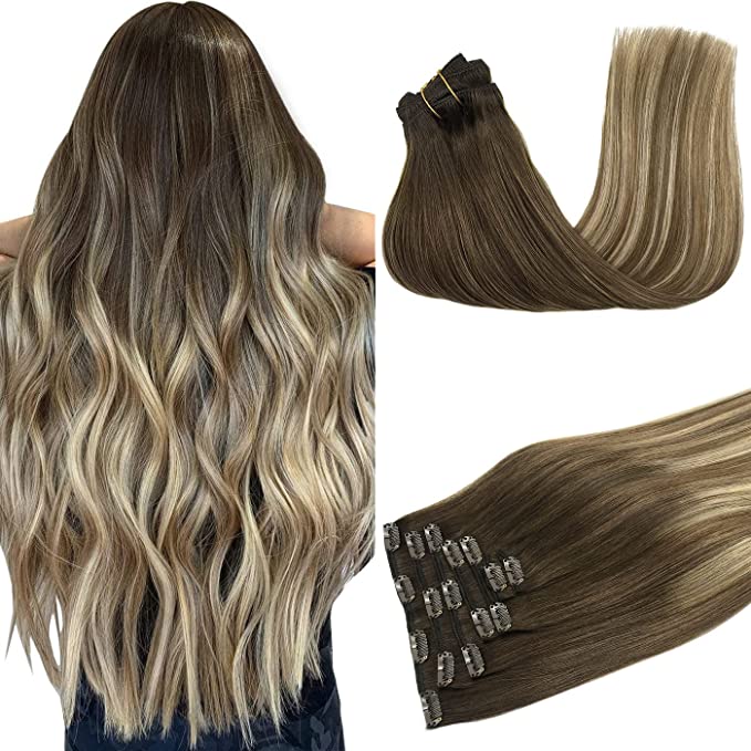 Extensii De Par Clip On Balayage Saten Ciocolatiu Blond #3/#60