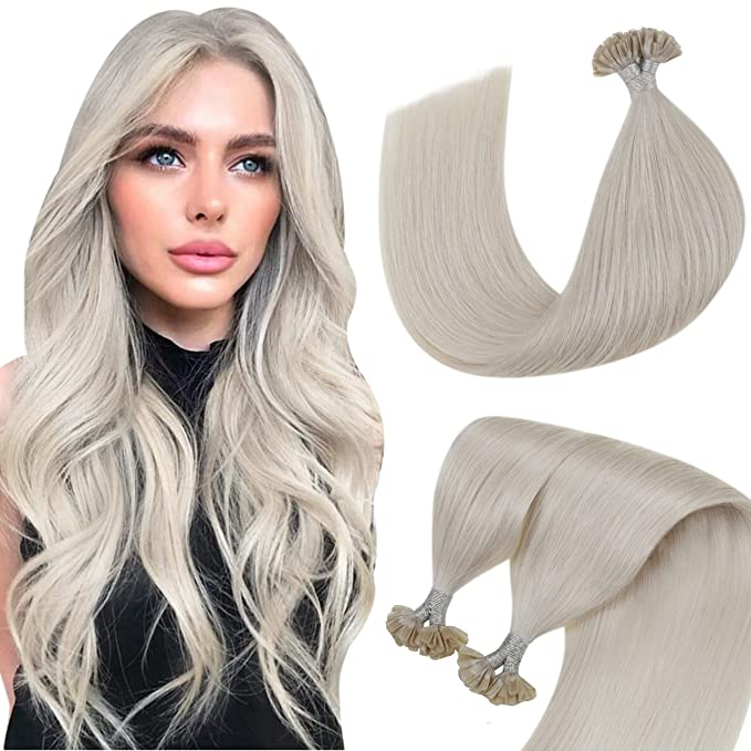 Extensii de păr cu cheratină Blond Light Grey