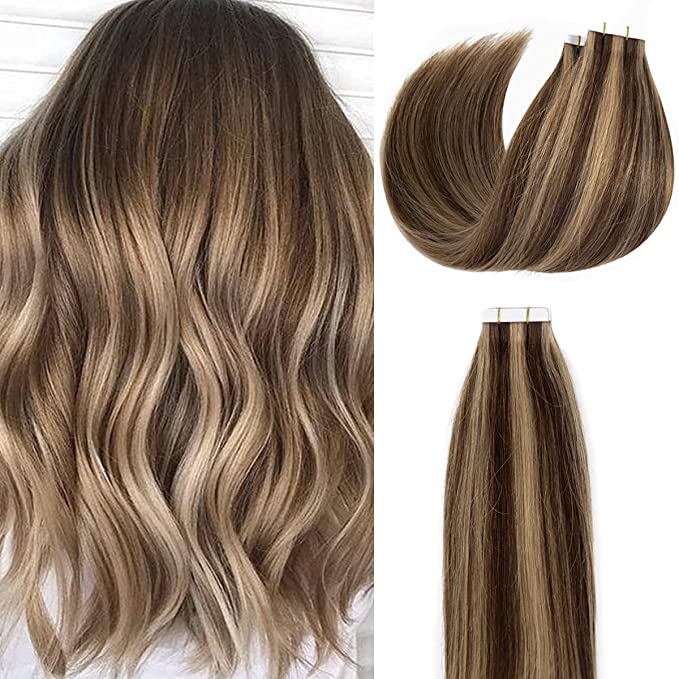 Extensii cu Banda Suvitat Blond Inchis Blond Deschis #7# 60