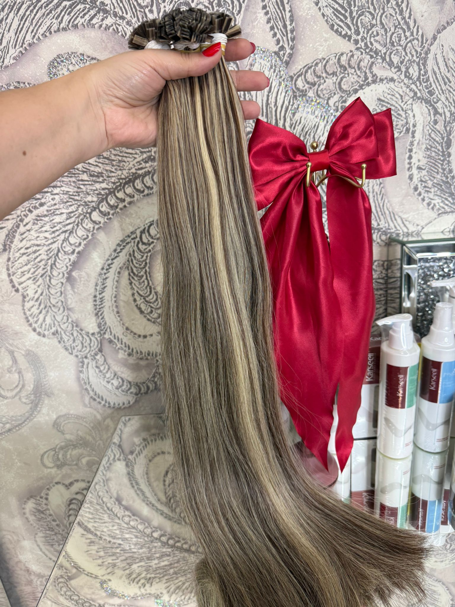 Extensii Cheratina Par Rusesc Balayage Blond Deschis Ciocolatiu