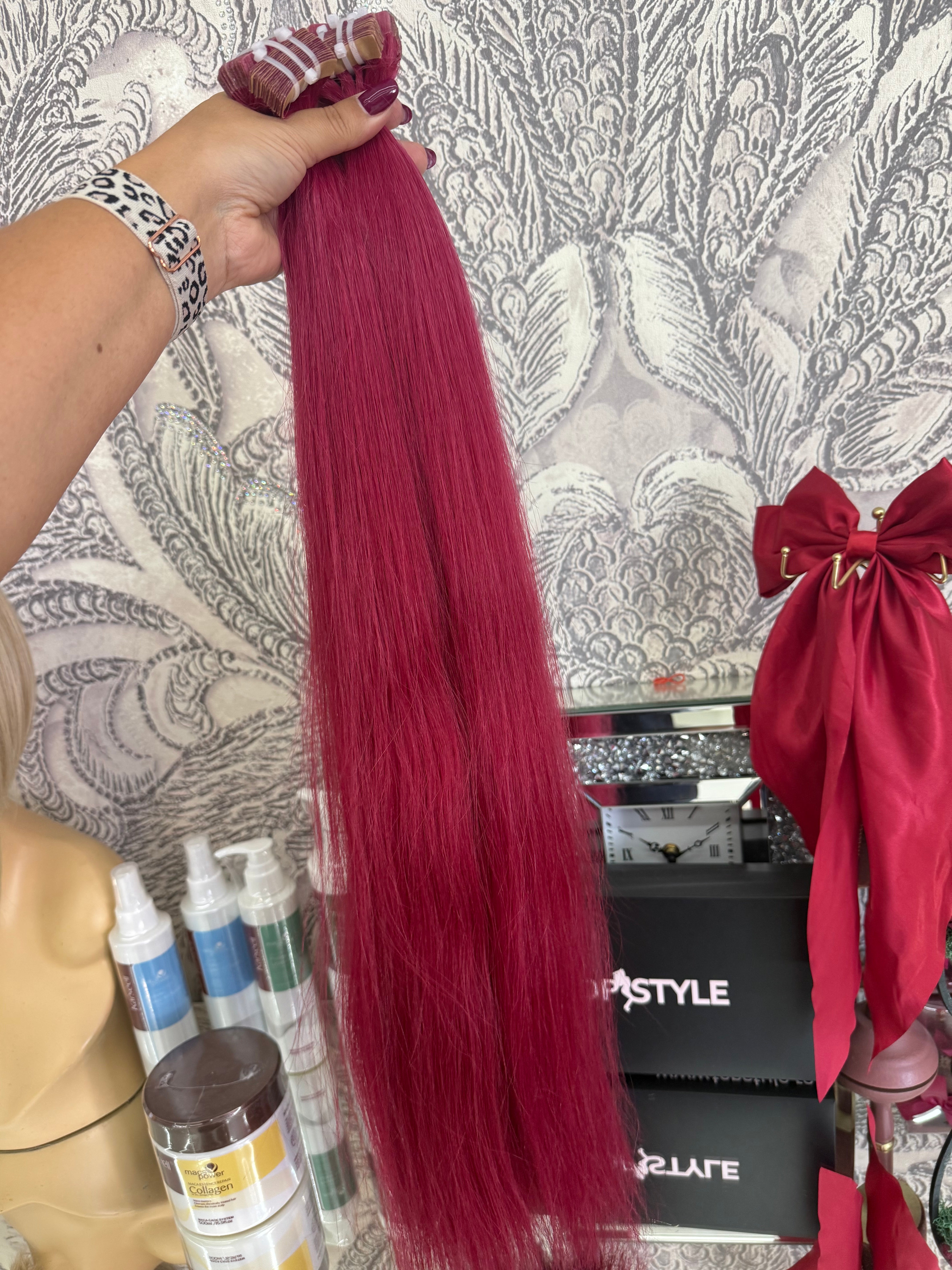 Extensii Tape On Par Natural Rusesc Roscat Burgundy