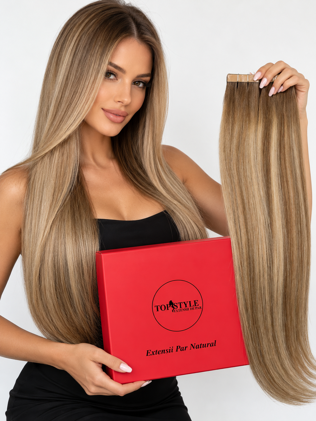 Extensii cu Banda Suvitat Saten # 4 cu Blond #60