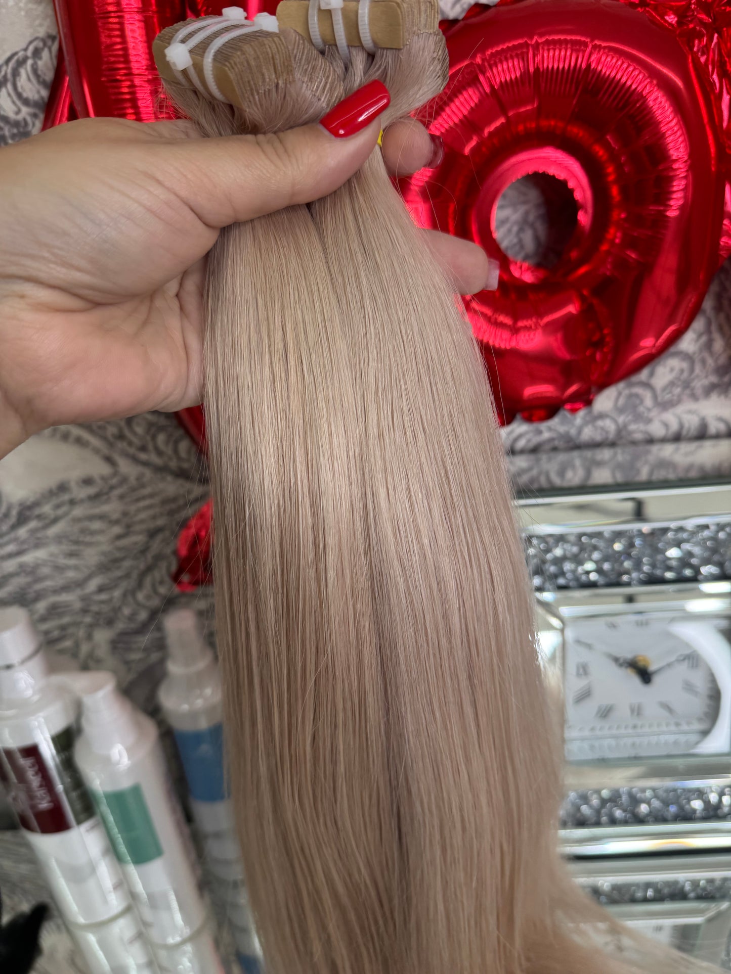 Extensii Tape On Par Natural Rusesc Blond Rose Gold