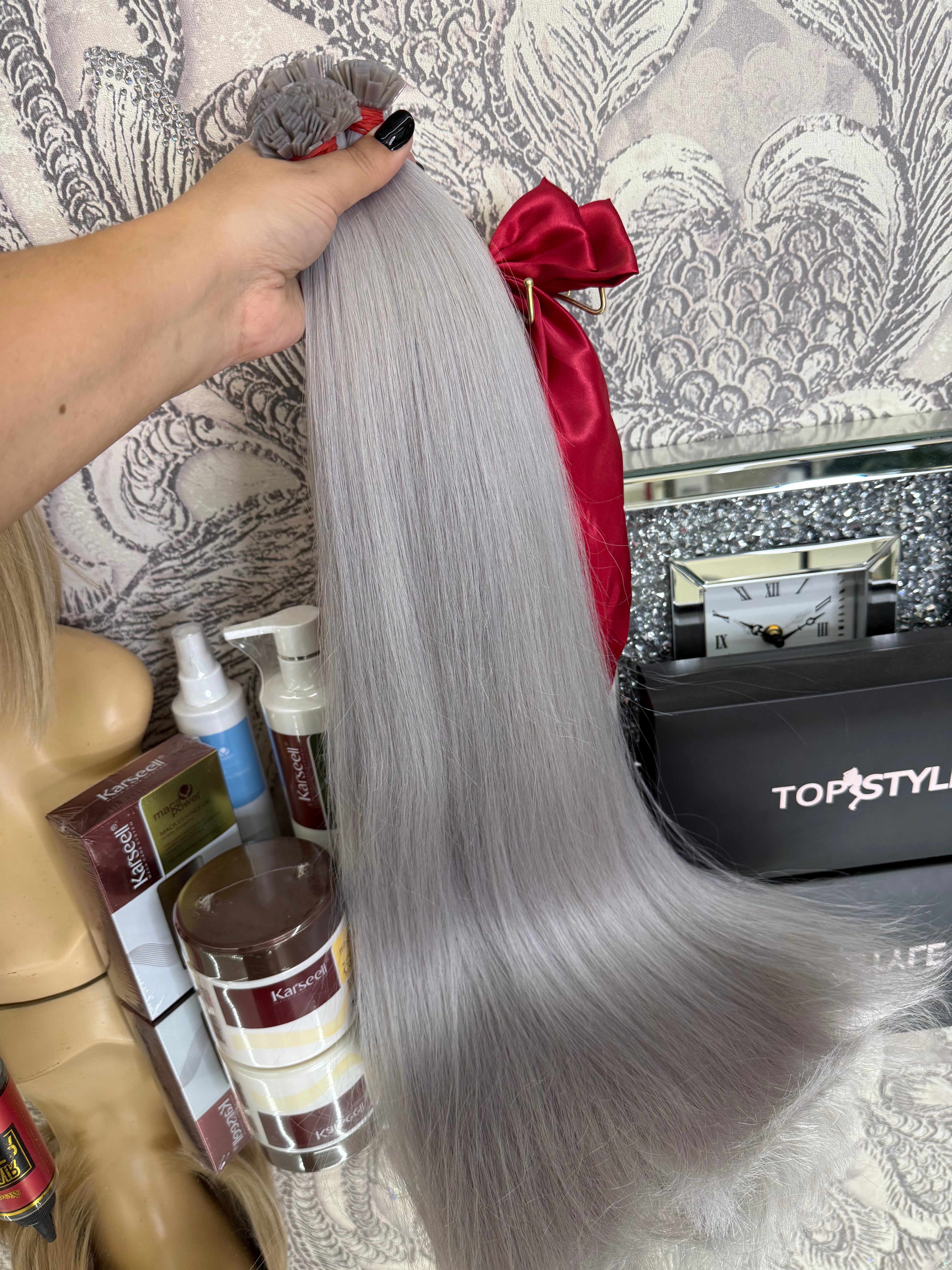 Extensii Cheratina Par Rusesc Blond Gri