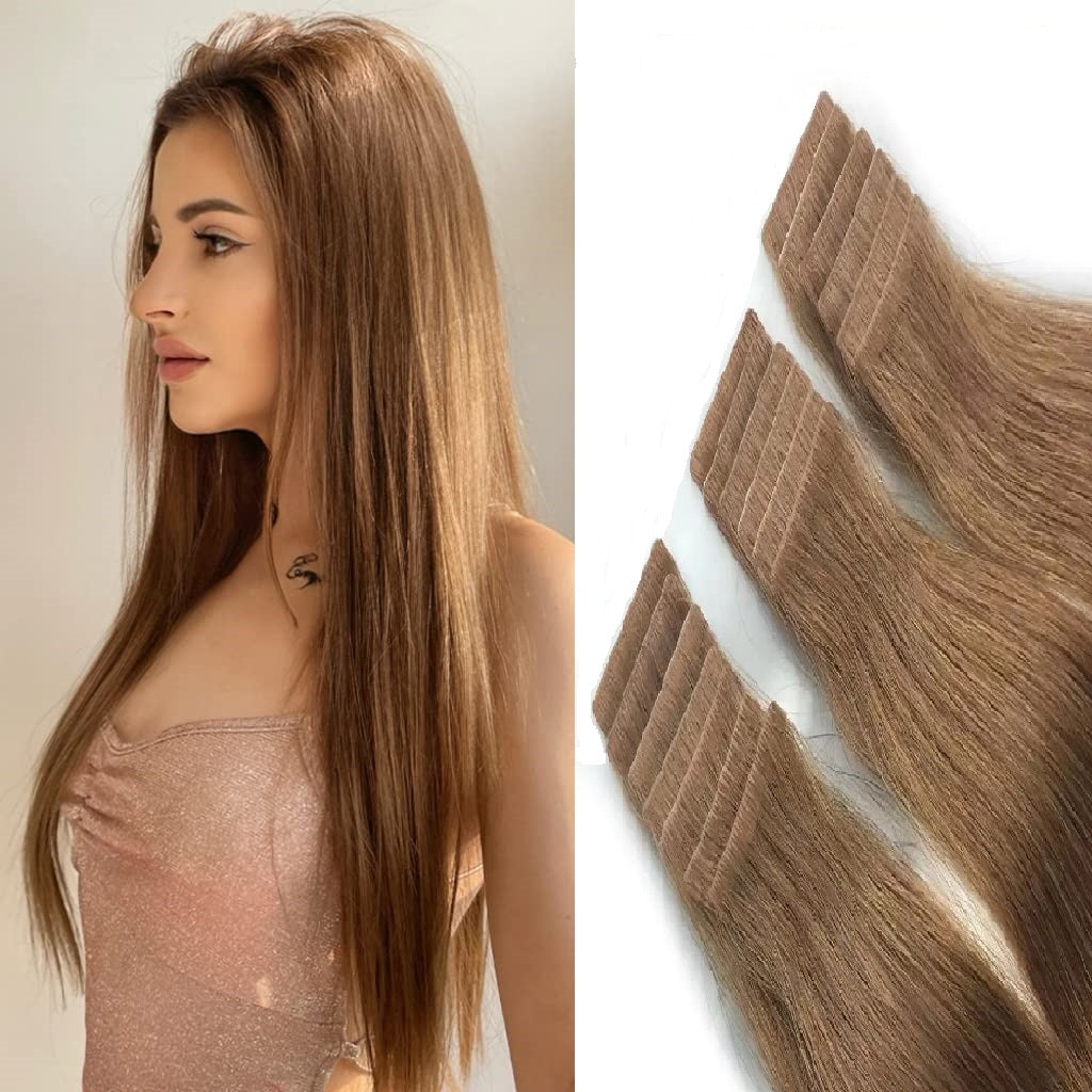Extensii cu bandă adezivă invizibilă Blond Inchis Aluna #8