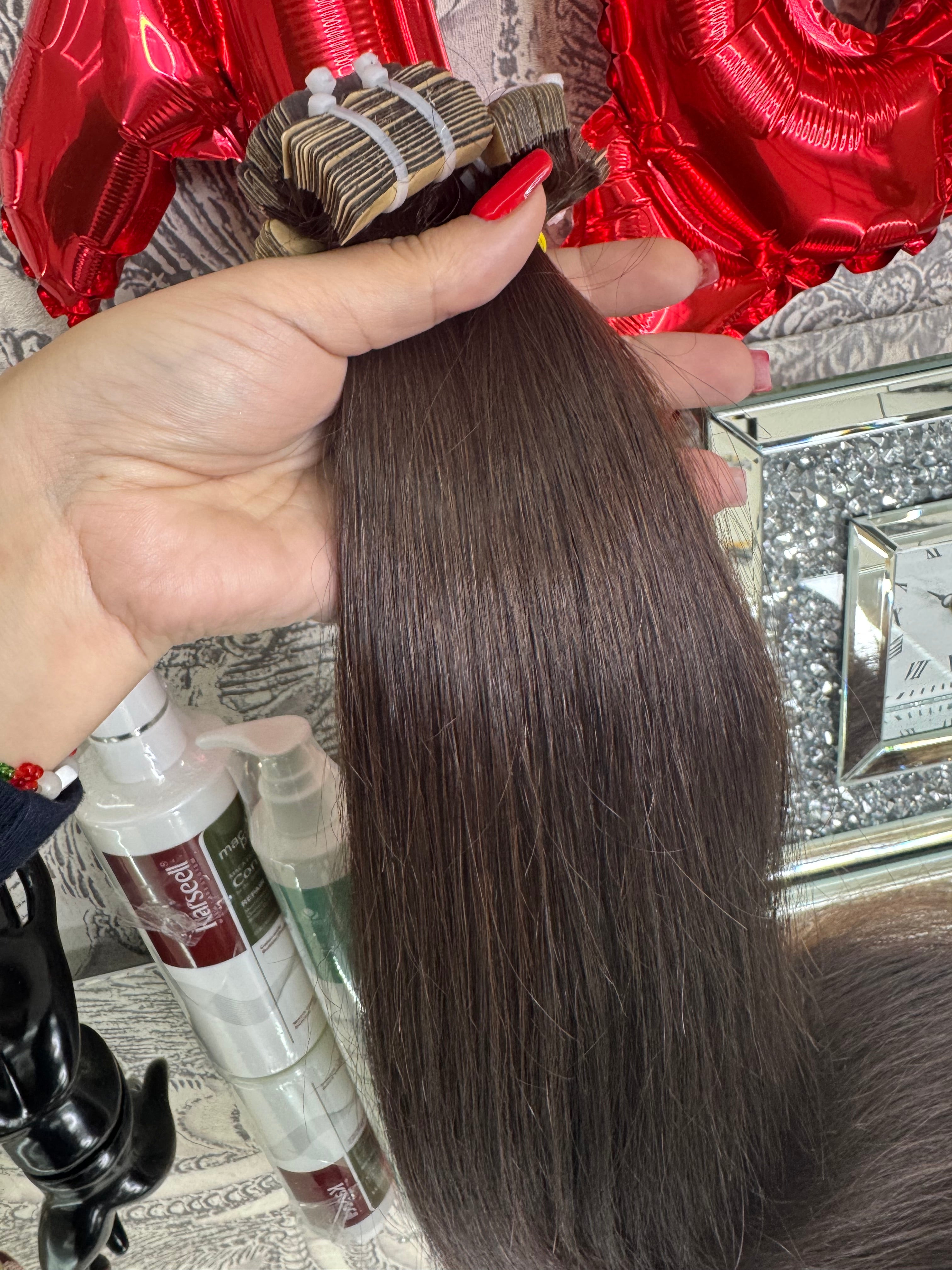 Extensii Tape On Par Natural Rusesc Saten Ciocolatiu #4