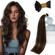 Extensii de par cheratina Balayage Saten Ciocolatiu blond  Inchis