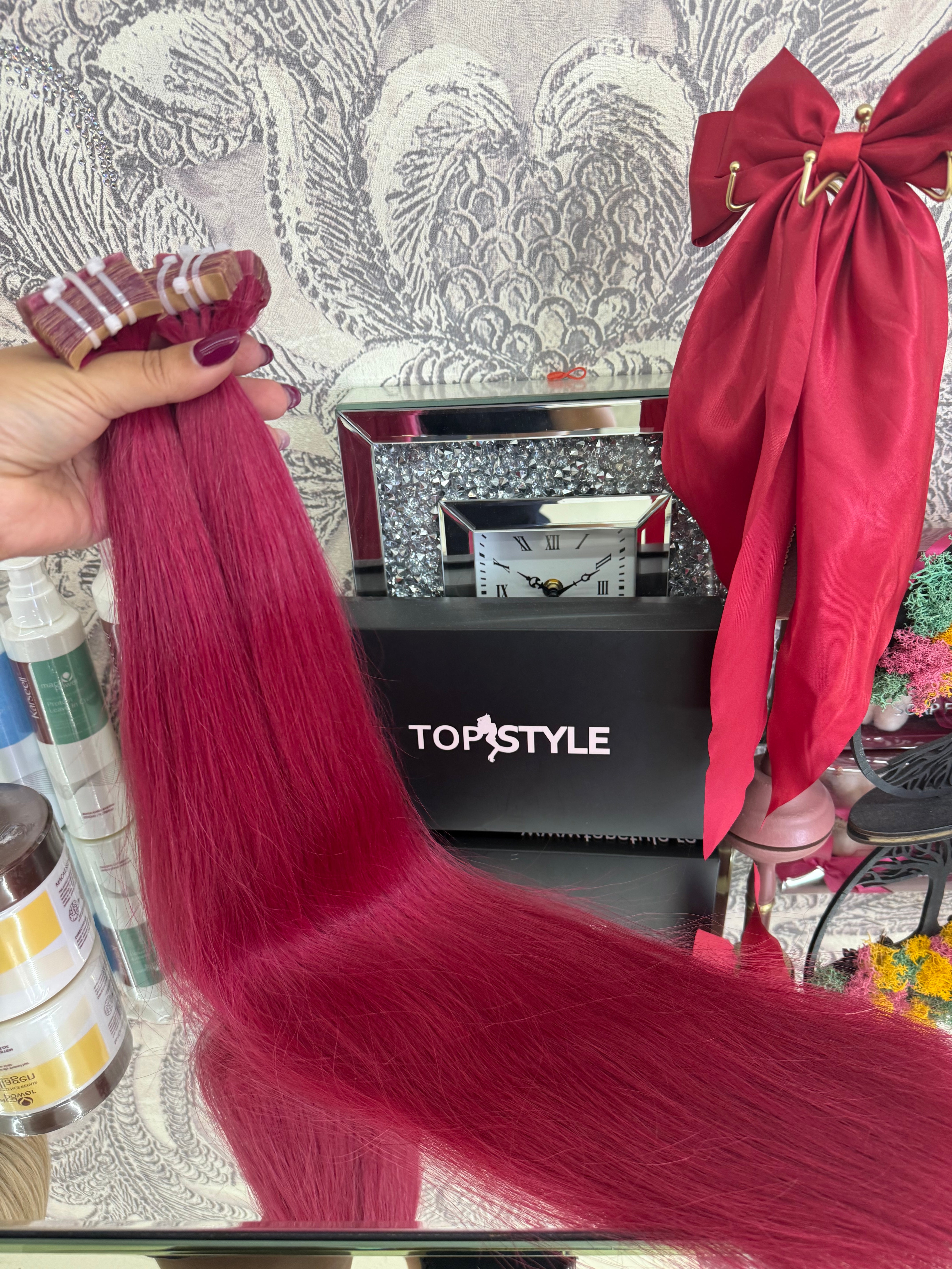 Extensii Tape On Par Natural Rusesc Roscat Burgundy