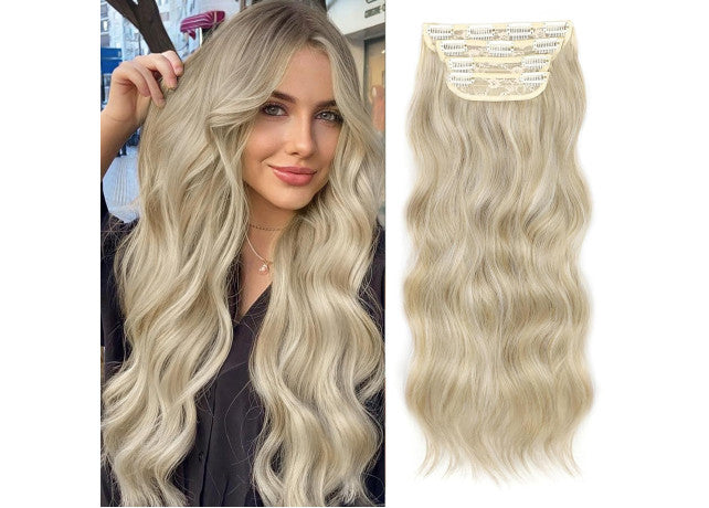 Extensii clip-on sintetic (dublu volum)Blond Nisipiu, 200g 60cm