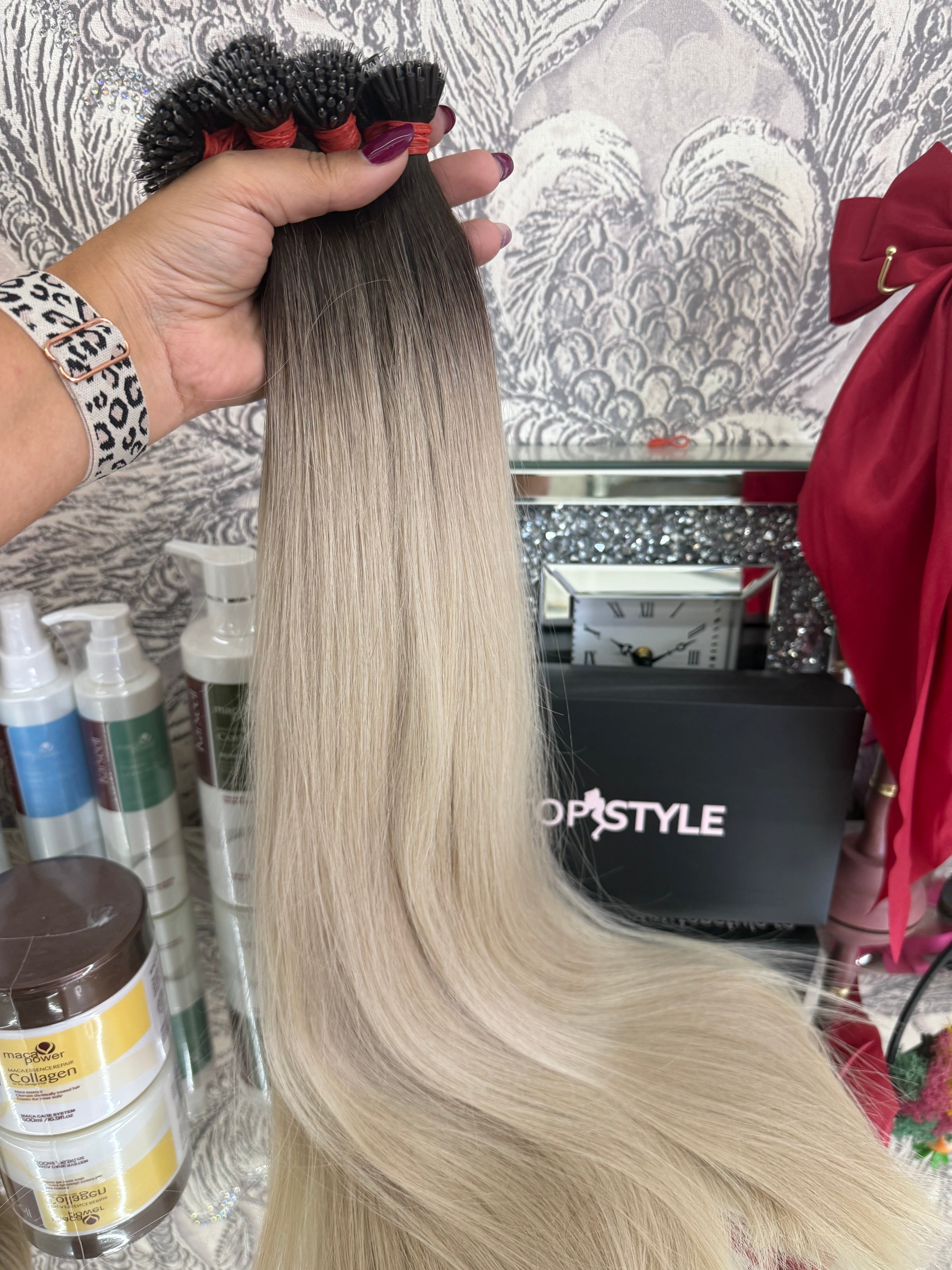 Extensii Nanoring Par Rusesc Ombre Saten /Blond