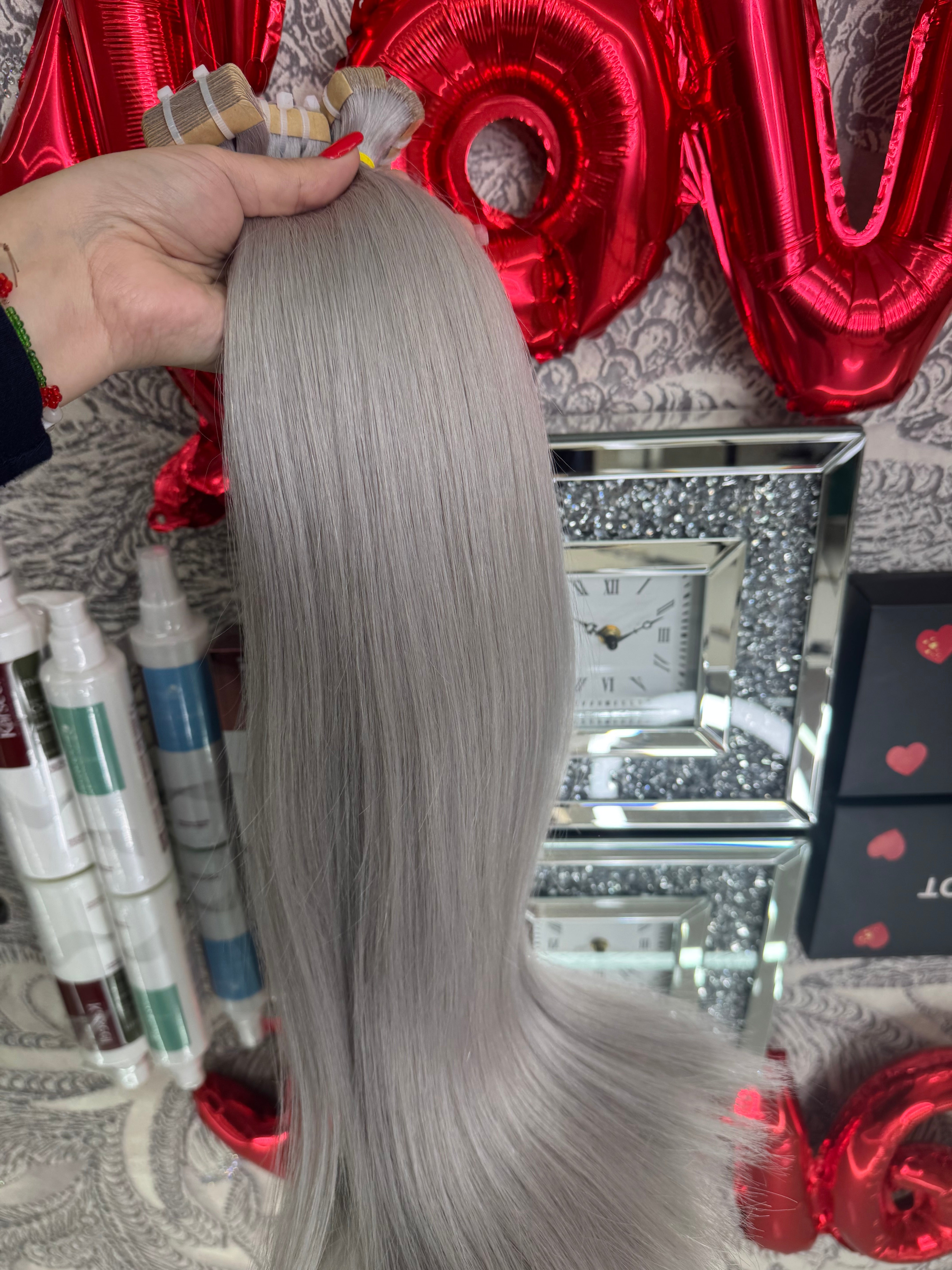 Extensii Tape On Par Natural Rusesc Blond Silver