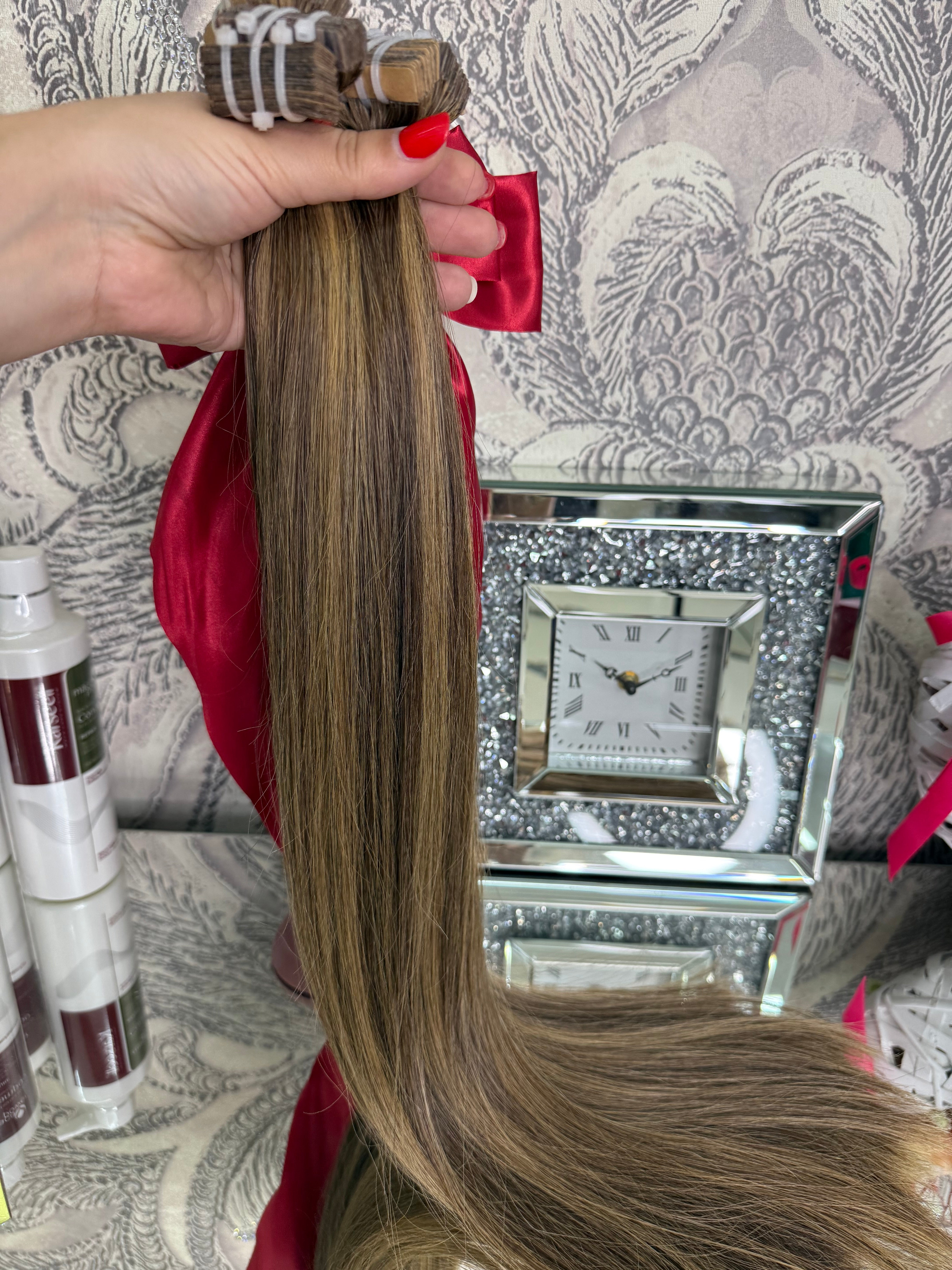 Extensii Tape On Par Natural Rusesc Balayage Saten Ciocolatiu Sate Aluna