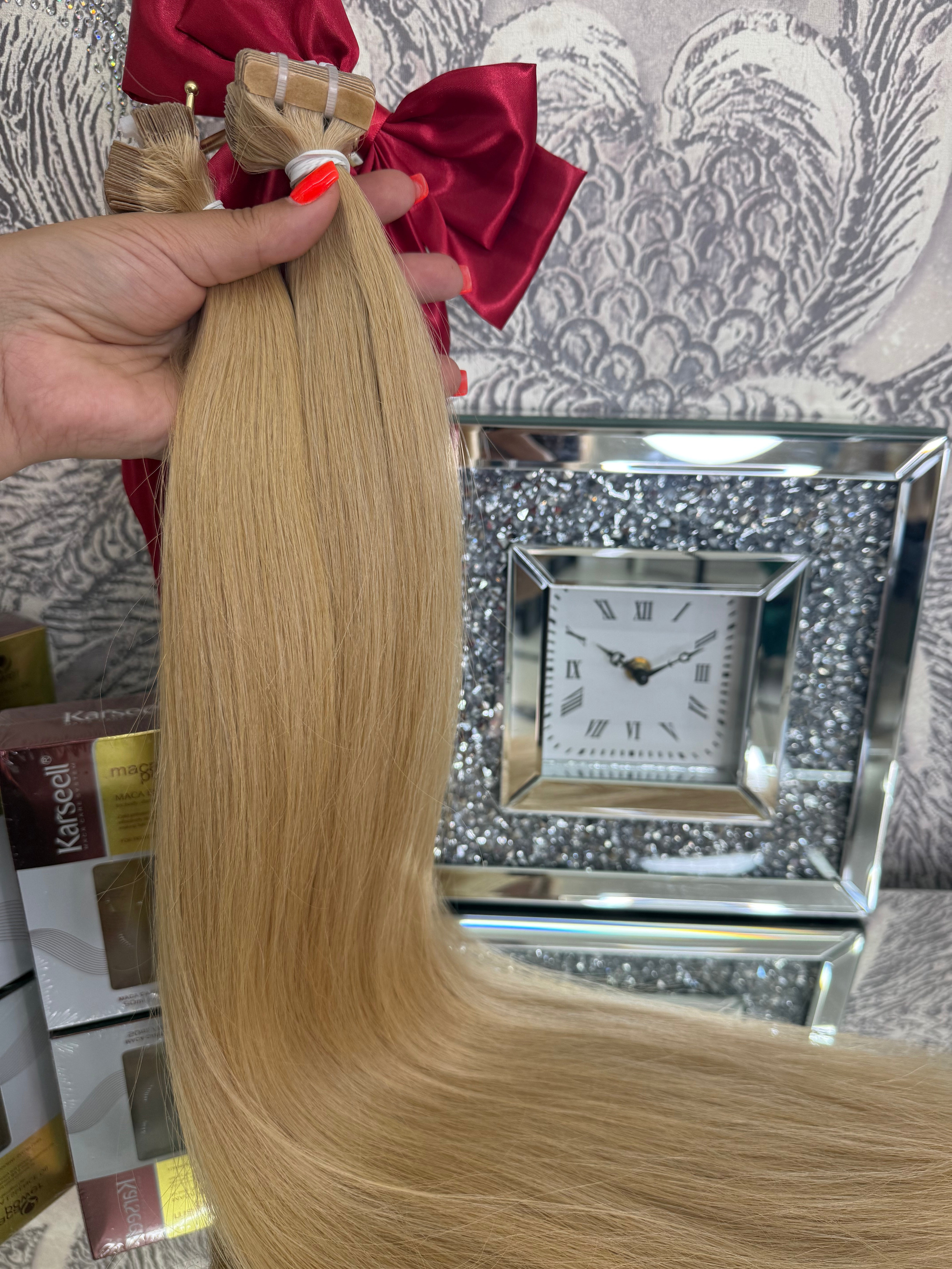 Extensii Tape On Par Natural Rusesc Blond Miere