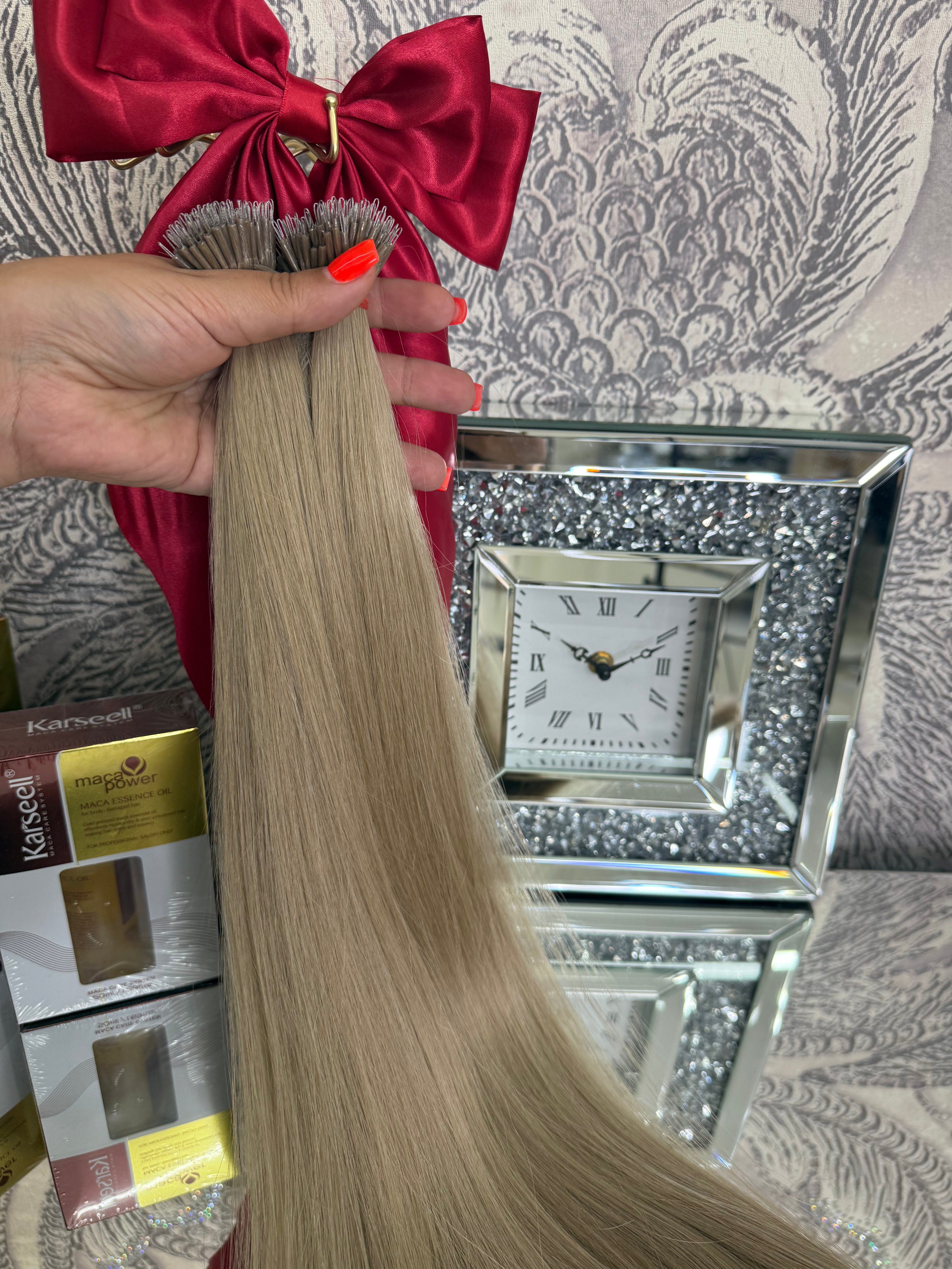 Extensii Nanoring Păr Rusesc Blond Nisipiu