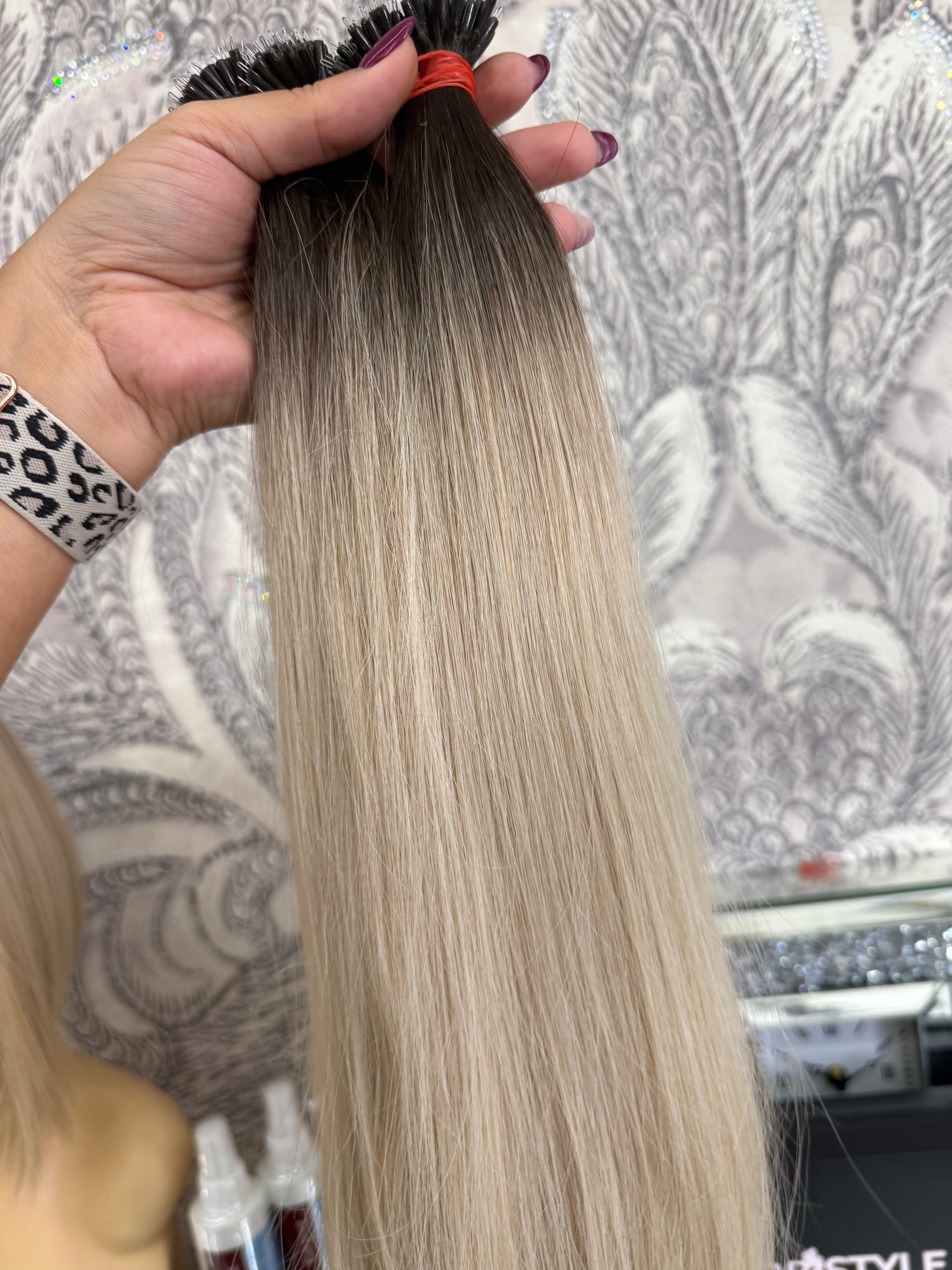 Extensii Nanoring Par Rusesc Ombre Saten /Blond