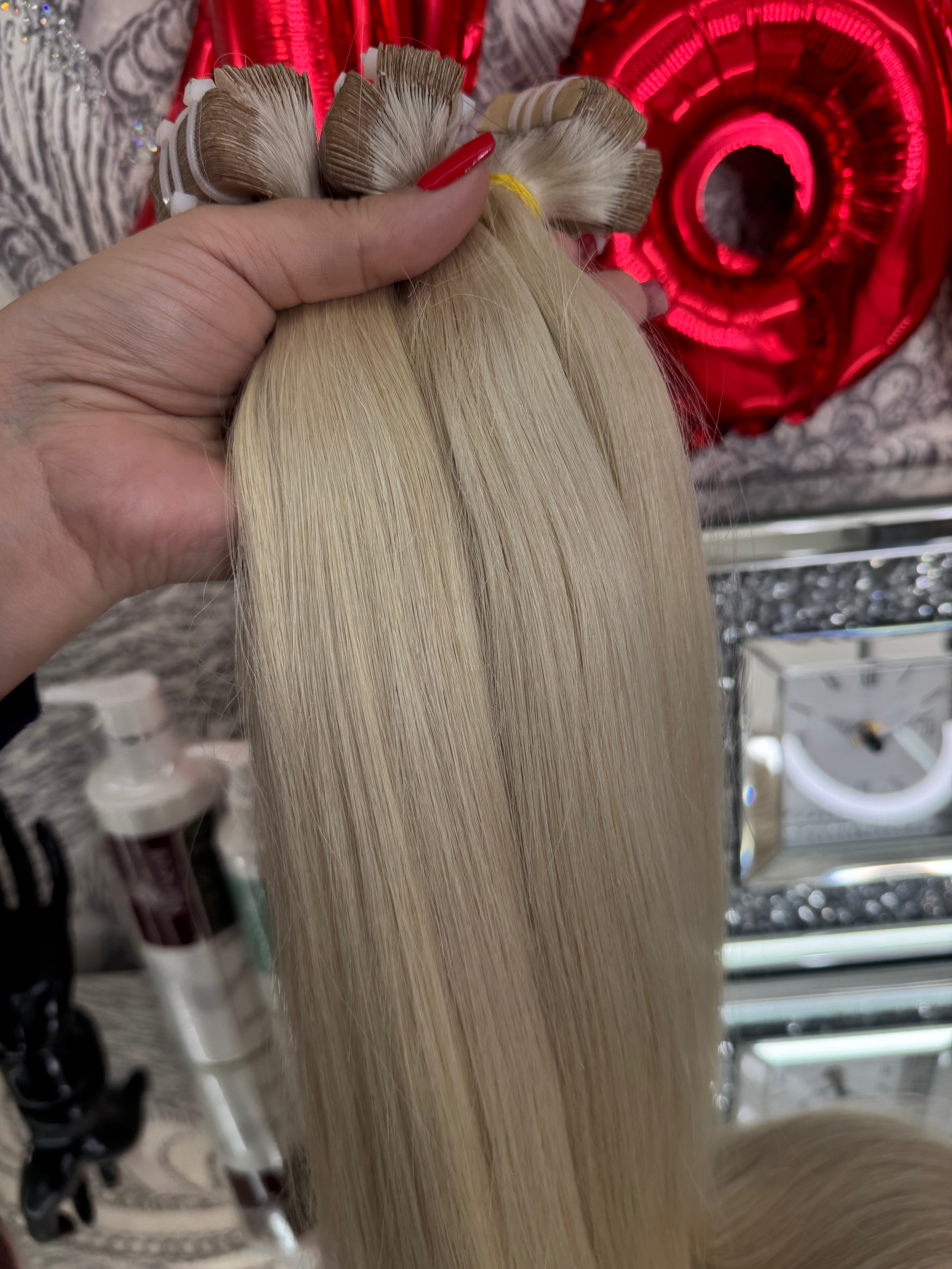 Extensii Tape On Par Natural Rusesc Blond Platinat #60