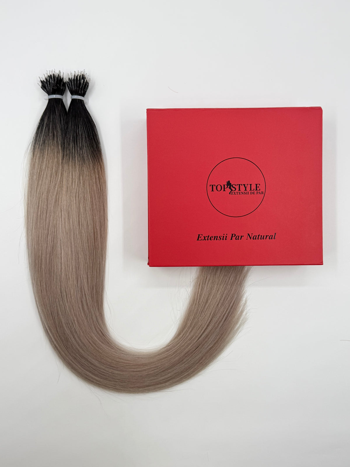 Extensii de par cu Nanoring Ombre Brunet cu Grey