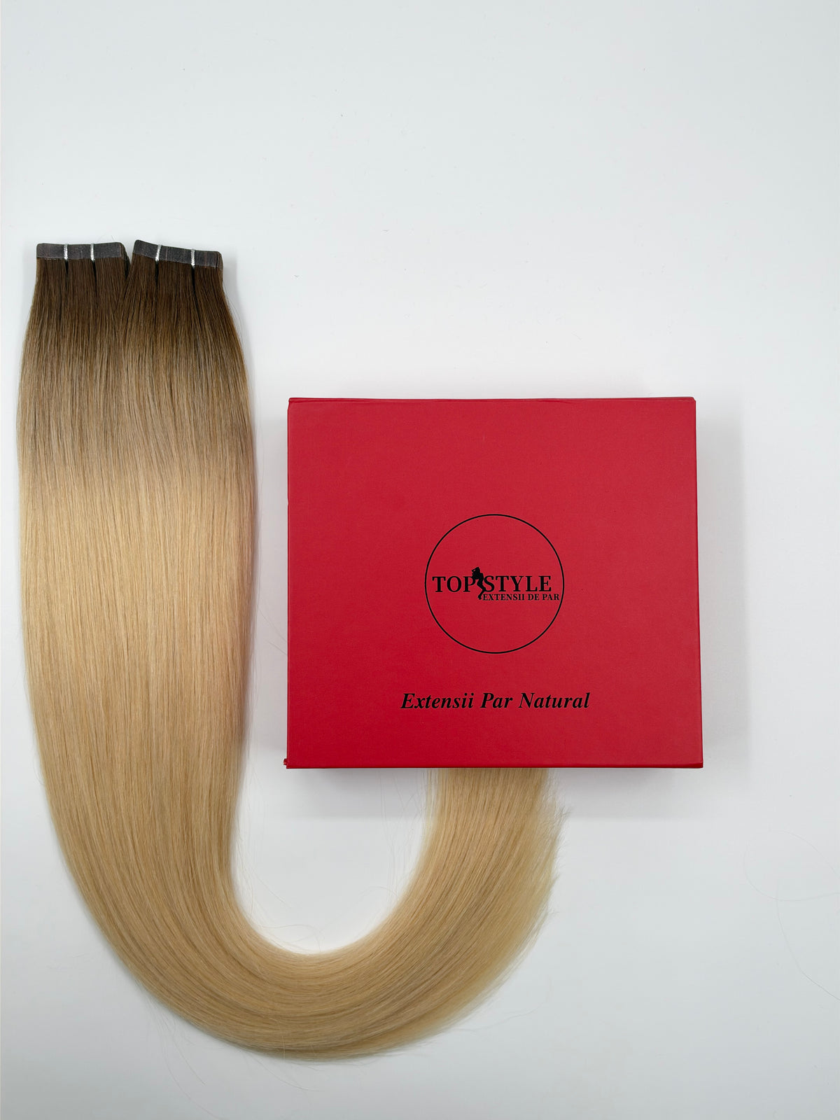 Extensii cu Banda Ombre Ciocolatiu Saten Inchis cu Blond