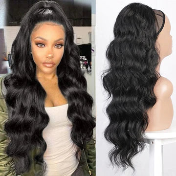 COADA PAR ONDULAT 70 CM - NEGRU INTENS