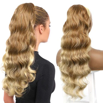 COADA PAR ONDULAT 70 CM - OMBRE SATEN CONIAC / BLOND MIERE