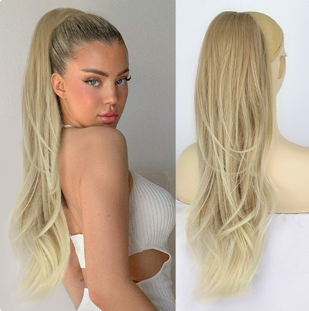 Coada de Par Dreapta Blond Miere 60 cm Dublu volum 170 gr