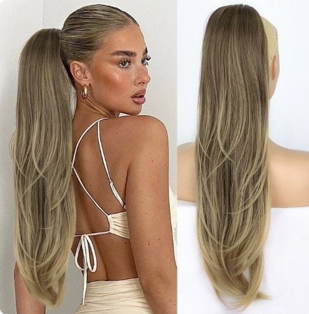 Coada de Par Dreapta Blond Aluna Deschis 60 cm Dublu volum 170 gr