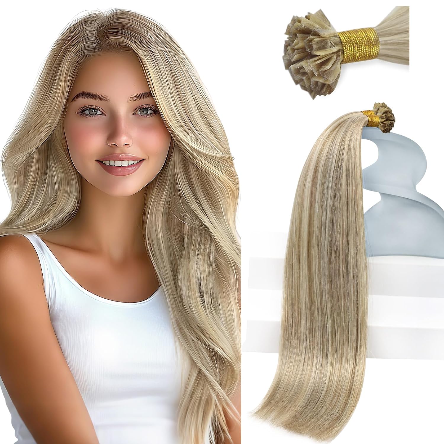 Extensii de par cheratina Balayage Blond Deschis  Blond Inchis