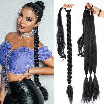 Coada de par pentru impletituri, Negru, 70 cm