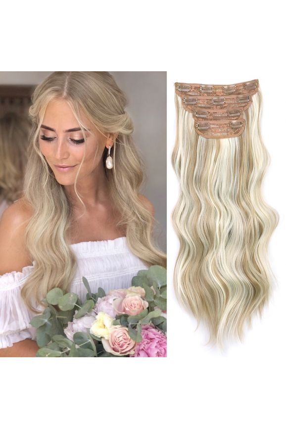 Extensii clip-on sintetic (dublu volum)Blond suvitat, 200g 60cm