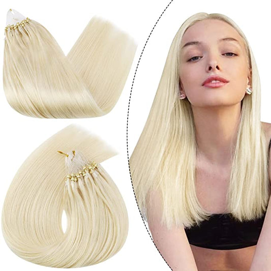 Extensii de păr cu microring Blond Platinat #613