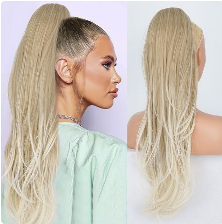 Coada de Par Dreapta Blond Miere Deschis 60 cm Dublu volum 170 gr