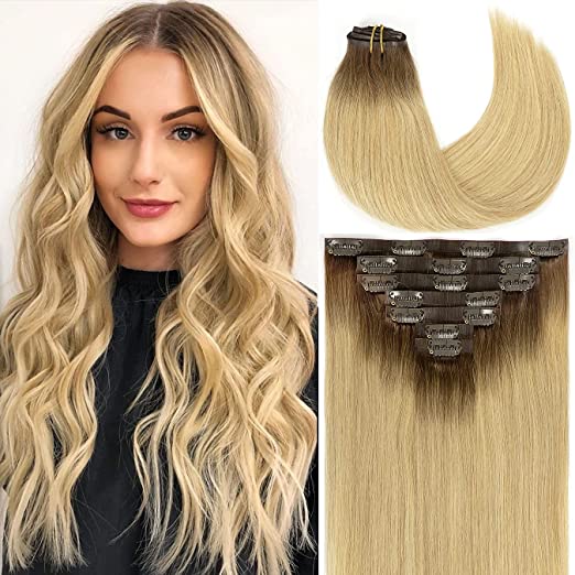 Extensii De Par Clip On Ombre Blond Aluna / Blond Deschis 8/60
