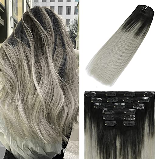 Extensii De Par Clip On Ombre Black Grey