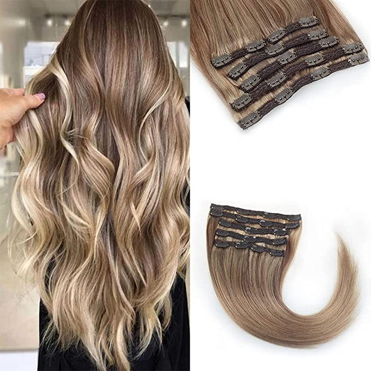 Extensii De Par Clip On Balayage Saten Deschis Blond #8 #60