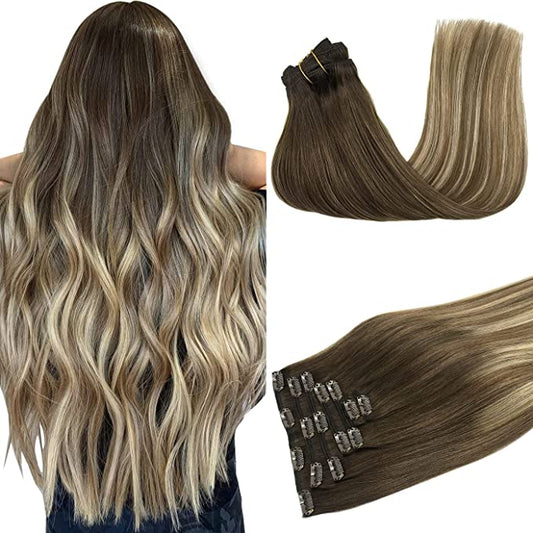 Extensii De Par Clip On Balayage Saten Ciocolatiu Blond #3/#60