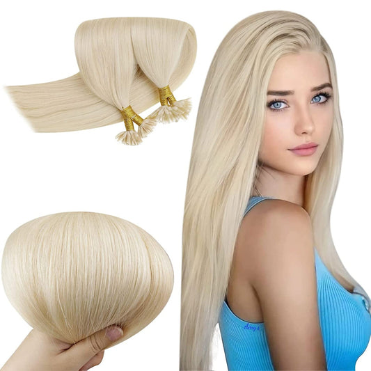 Extensii de păr cu cheratină Blond Platinat #613