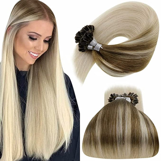 Extensii de păr cheratină Ombre Saten Deschis/Blond