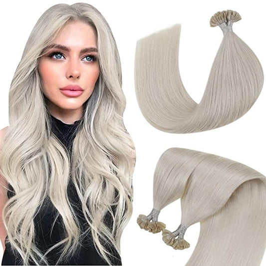 Extensii de păr cu cheratină Blond Light Grey