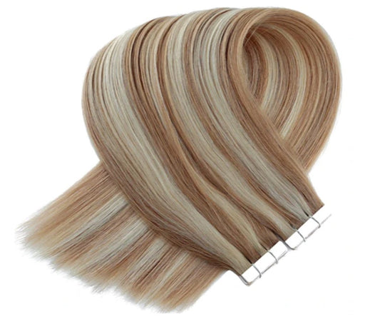Extensii cu Banda Suvitat Saten Deschis Blond Deschis #8 # 60
