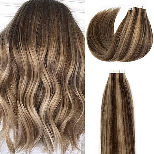 Extensii cu Banda Suvitat Blond Inchis Blond Deschis #7# 60
