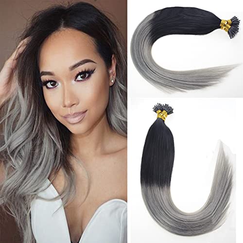 Extensii de par cu Nanoring Ombre Brunet cu Grey