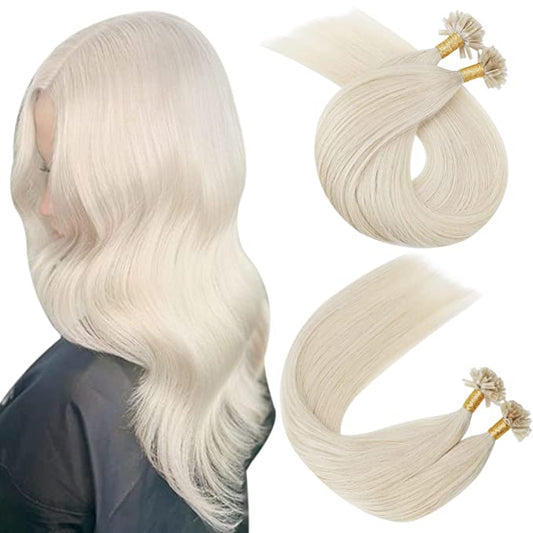 Extensii de păr cu cheratină Blond Deschis Platinat #60
