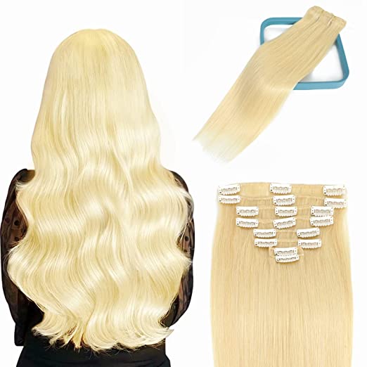 Extensii De Par Clip On Blond Deschis Platinat #60 VIP